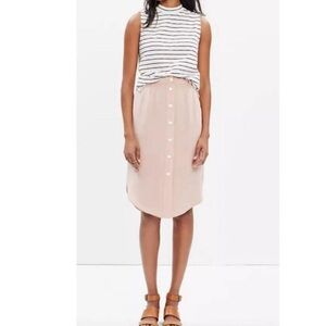 Madewell Silk Button Front Island Light Pink Skirt Women’s XXS